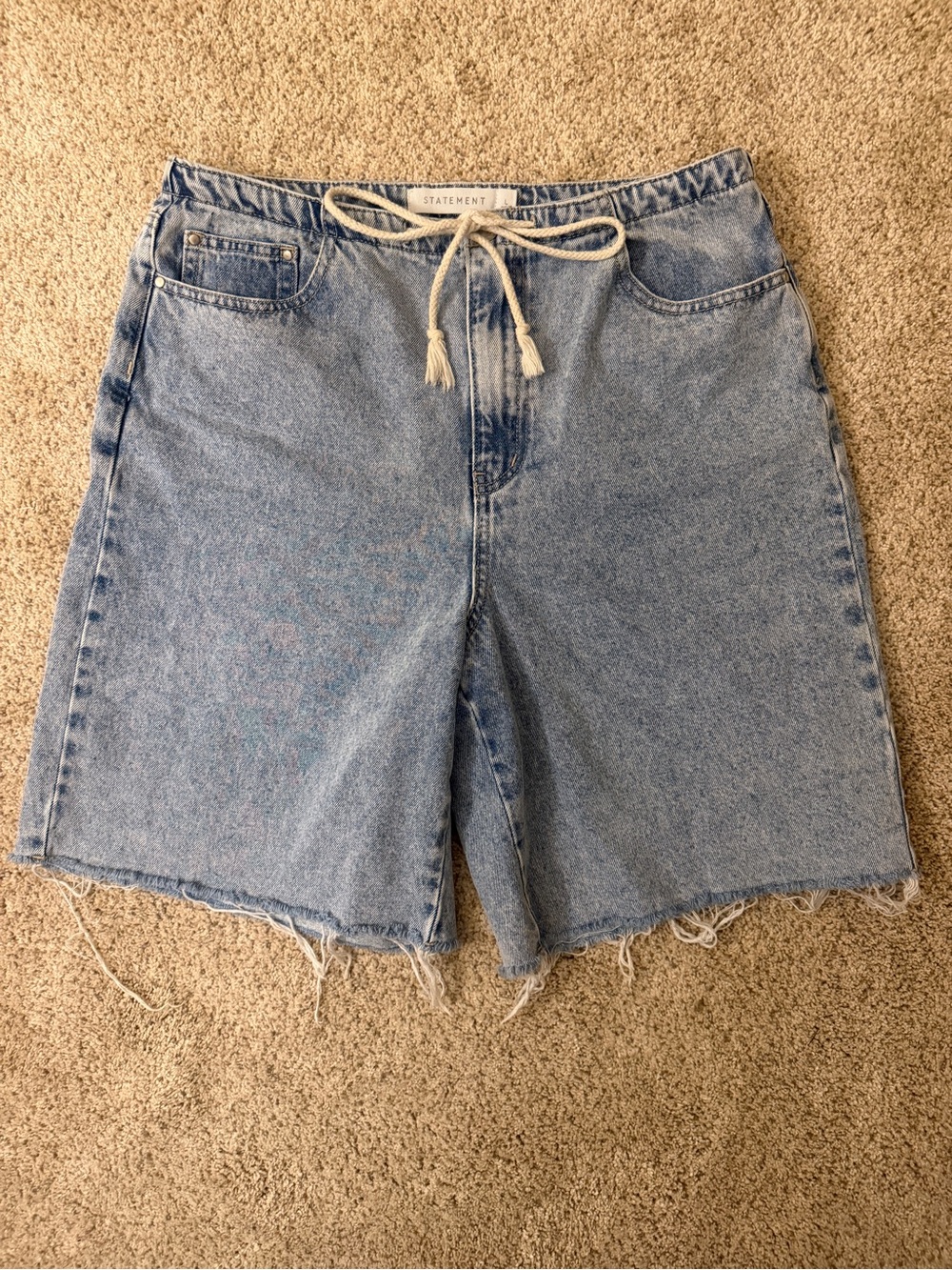 STATEMENT Light Blue Denim Bermuda Shorts with Drawstring Waist